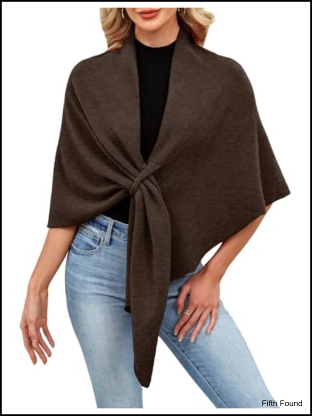 Soft Knitted Open Front Poncho Shawl Wrap for Fall Winter